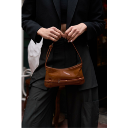 Madamra Taba Patent Leather Womens Patent Leather Baguette Bag