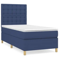 Vidaxl Box spring postelja z vzmetnico moder 80x200 cm blago