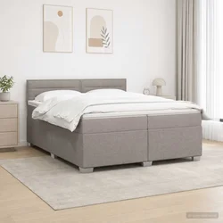 Vidaxl Postelja boxspring z vzmetnico Taupe 200 x 200 cm Blago