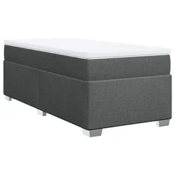 Vidaxl Box spring postelja z vzmetnico temno siva 90x190 cm blago