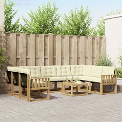 Set vanjskih sofa s jastukom 10 pcs Bijela i krem