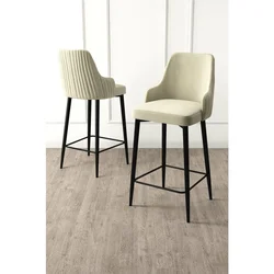 Hanah Home set od 4 barskih stolica Tera, krem tkanina Babyface, crne metalne noge