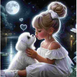 Norimpex - Puzzle Diamantova slika: Deklica s psom 30x40cm - 1 - 39 kosov