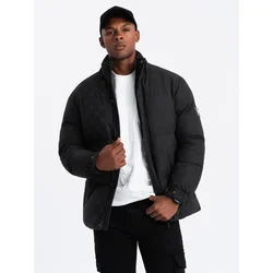 Ombre Mens patterned jacquard puffer jacket - black