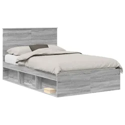 Vidaxl Konstrukcija postelje z vzglavjem Siva Sonoma 120 x 190 cm