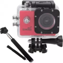 SJCAM sportska kamera s vodootpornim kućištem SJ 4000 WiFi, crvena + selfie stick