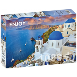 Enjoy - Puzzle Santorini View with boats - 1 000 kosov