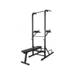 GORILLA SPORTS Power tower sprava sa ravnom klupom (crna)