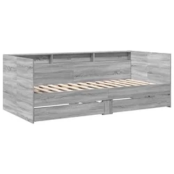 Vidaxl Dnevna postelja s predali brez vzmetnice siva sonoma 75x190 cm