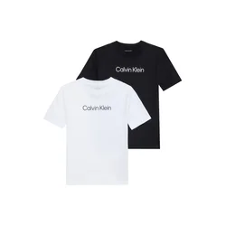 Calvin Klein Jeans Majica INSTITUTIONAL črna / bela
