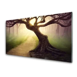 tulup.si Slika na steklu Tree sončnimi žarki 140x70 cm 2 obešalnika