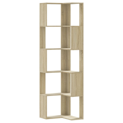 Kutni regal za knjige s 5 razine boja hrasta 50x50x179cm drveni
