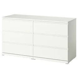 STORKLINTA Komoda sa 6 fioka, bela, 140x50x75 cm