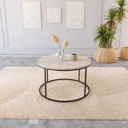 Hanah Home Royal klub sto O 75 cm, crna / travertin