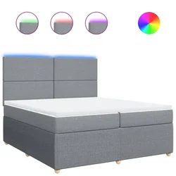 Vidaxl Box spring postelja z vzmetnico svetlo siva 200x200 cm blago