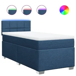 Vidaxl Box spring postelja z vzmetnico modra 90x190 cm blago