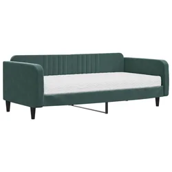 Dnevni krevet s madracem tamnozeleni 100 x 200 cm baršunasti