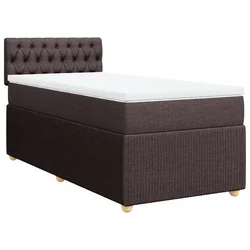 Vidaxl Box spring postelja z vzmetnico temno rjav 90x190 cm blago