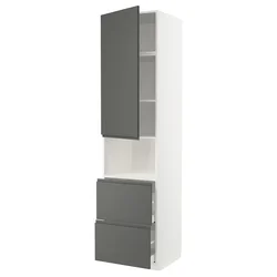 METOD / MAXIMERA Vis.elem.mikrotal. s vratima/2fioke, bela/Voxtorp tamnosiva, 60x60x240 cm