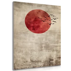 Slika japandi rdeča luna - 60x90