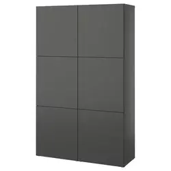 BESTA Kombin. odlaganje s vratima, tamnosiva/Lappviken tamnosiva, 120x42x193 cm
