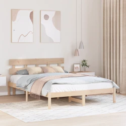 vidaXL Posteljni okvir z naslonom 150x200 cm Trden borov les
