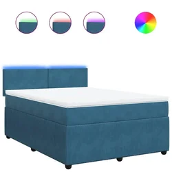 Vidaxl Box spring postelja z vzmetnico modra 140x190 cm žamet