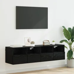 TV zidni ormari Zidne 2 pcs Crni hrast 60 x 30 x 30 cm
