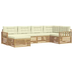 Set vanjskih sofa s jastukom 6 pcs Bijela i krem Poliester