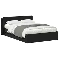 Okvir kreveta s pohranom Crna 160 x 200 cm Konstruirano drvo