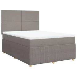 Vidaxl Box spring postelja z vzmetnico taupe 140x200 cm blago