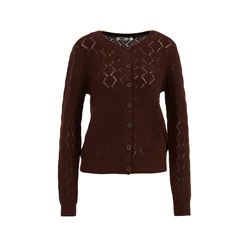 WE Fashion Pletena jopa temno rjava