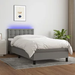 Krevet box spring s madracem LED tamnosivi 80 x 200 cm tkanina