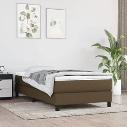 VIDAXL Box spring postelja z vzmetnico temno rjava 100x200 cm blago