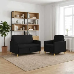 vidaXL Sofa set z shrambo 2 pcs Črna Poliester