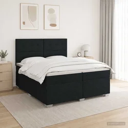 vidaXL Postelja boxspring z vzmetnico Črna 200 x 200 cm Blago