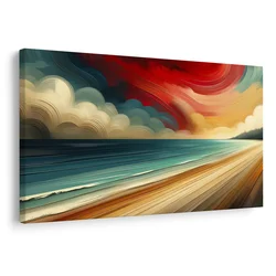 Slika peščene plaže in modri valovi - 30x20