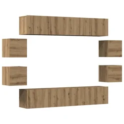 Vidaxl 8 kosov stenske TV omarice Artisan Oak Engineered Wood