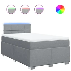Vidaxl Boxspring postelja z vzmetnico svetlo siva 120x190 cm blago