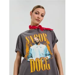 Sinsay - Pamučna majica sa printom Snoop Dogg - tamno siva