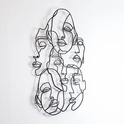 Wallity Zidna dekoracija Faces Line Art- APT743 L, 73 x 99 cm, Crna