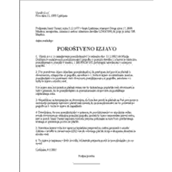 POROŠTVENA IZJAVA PRI POSOJILNI POGODBI