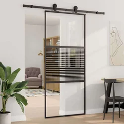 Staklena vrata Prugasti Crna 90 x 2 x 205 cm Aluminij