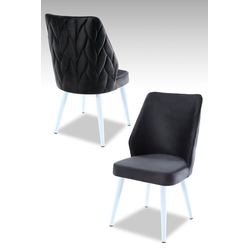 Hanah Home Set stolica Pufi, 48x90x43 cm, 2 komada, Crno-bele