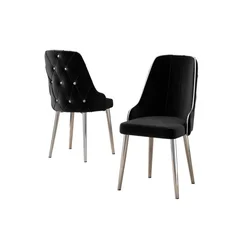 Hanah Home set trpezarijskih stolica Krax 8 kom, crna tkanina Babyface, hromirane metalne noge