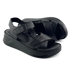 LP Fashion Ženske kožne sandale, Crne