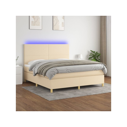 Den Box spring postelja z vzmetnico LED krem 180x200 cm blago