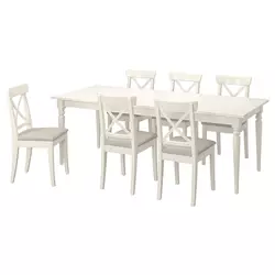 INGATORP / INGOLF Sto i 6 stolica, bela bela/Hallarp bež, 155/215 cmPrikaži specifikacije mera