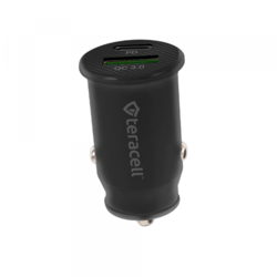 Auto punjac Teracell Evolution TC-10 PD 20W, USB QC3.0 15W sa micro USB kablom crni