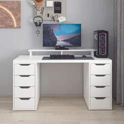 Hanah Home radni sto Alen 150cm 8 Drawer, 150 cm, beli